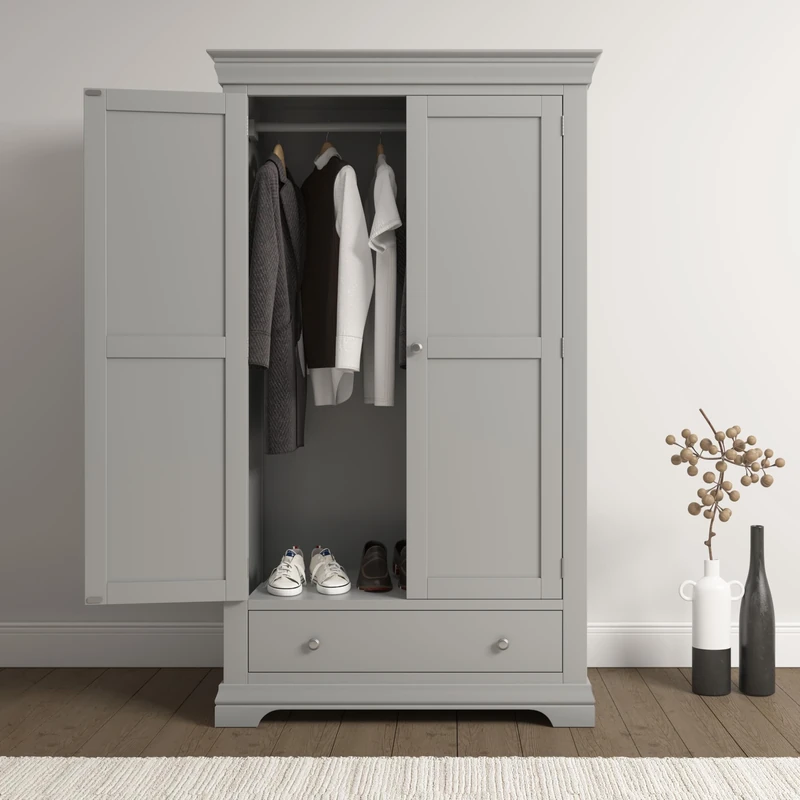Seconique Bordeaux 2 Door Wardrobe in Pebble Grey