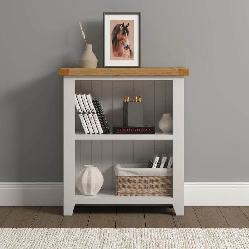 Seconique Windsor Low Bookcase in Ivory/Oak