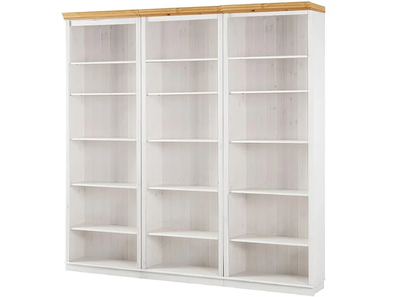 Anita Wall Unit K with 3 bookcases in white honey, 222x34x223 cm