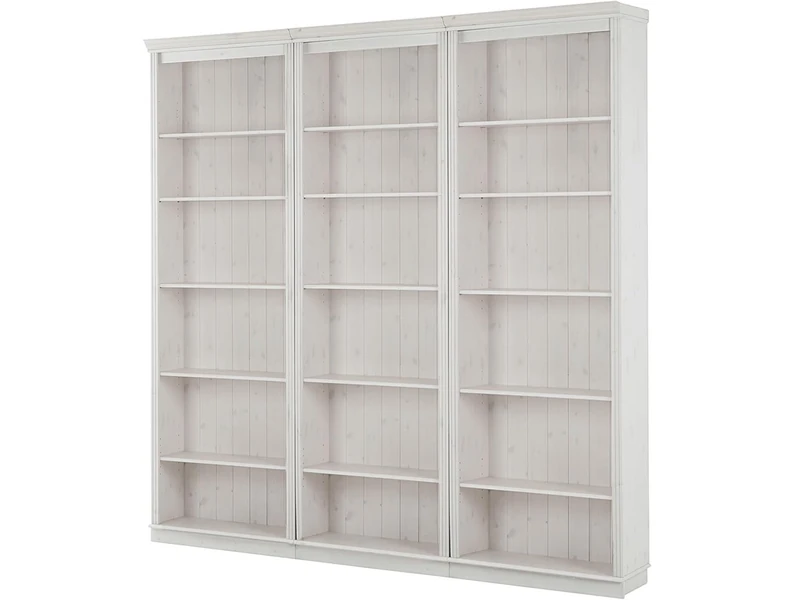 Anita Wall Unit K with 3 bookcases in white lacquer, 222x34x223 cm