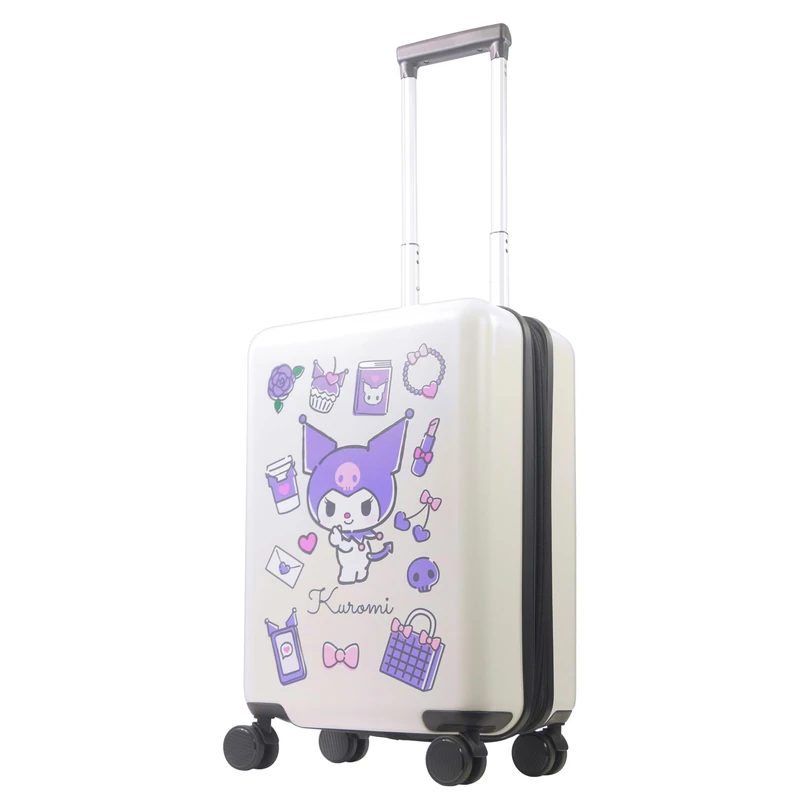 FUL Sanrio Kuromi and My Melody 22.5 Inch Carry On Luggage, Hardshell Rolling Suitcase, White