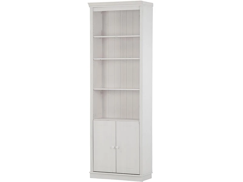 Anita Wall Unit E with 1 bookcase and 1 wooden door in white lacquer, 74x34x223 cm