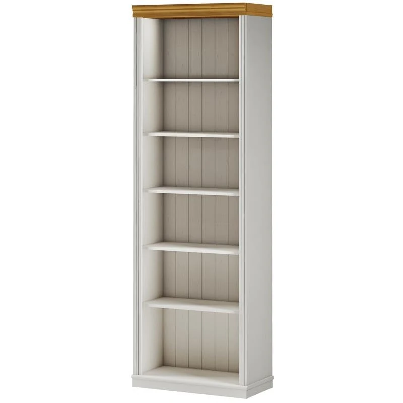 Anita Book Case 6 open with 1 bookcase in white honey, 74x37x223 cm