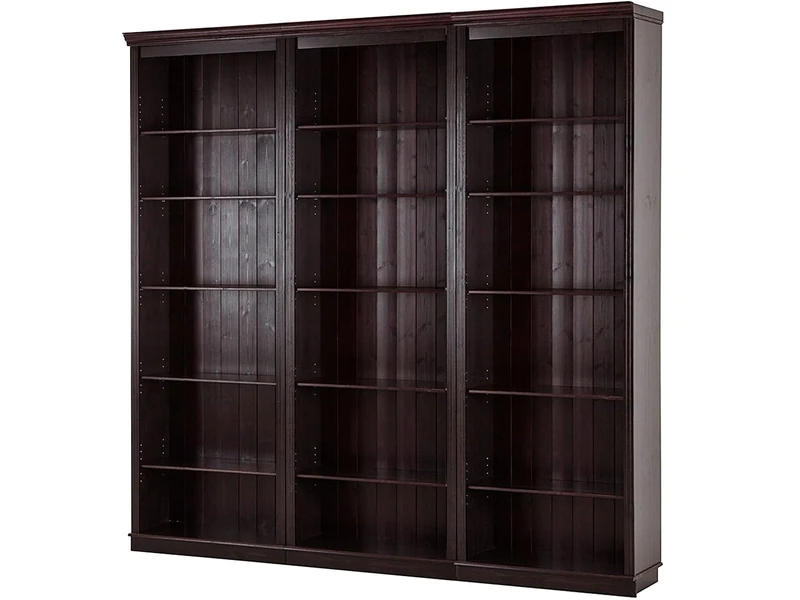 Anita Wall Unit K with 3 bookcases in havana lacquer, 222x34x223 cm