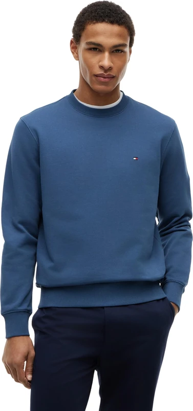 Tommy Hilfiger Men's Essential Terry Crewneck MW0MW37237 Pullover Sweatshirt, BLUE (Aegean Sea), L