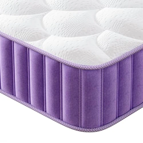 Niqooia Double Mattress 4FT6, 10 Inch Hybrid Memory Foam Mattress, 7 Zone Pocket Sprung Support Double Bed Mattresses, Medium Firm Mattress for Pressure Relief and Motion Isolation (135×190×25cm)
