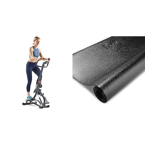 Sunny Health & Fitness Stair Stepper w/Handlebar, Extended Step Range Machine + Sunny Health and Fitness Equipment Mat -Extra Small - No.083