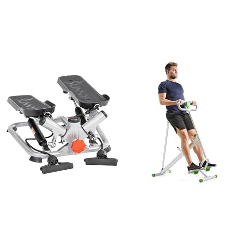 Sunny Health & Fitness Advanced Twist Stepper Machine with Resistance Bands - SF-S0979 + Row-N-Ride Assist Trainer for Body Cardio Workout with Adjustable Resistance, Upright