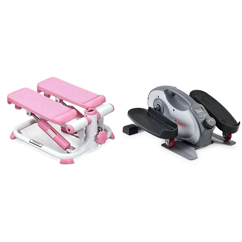 Sunny Health & Fitness Exercise Stepping Machine, Portable Mini Stair Stepper for Home or Office Workouts + Smart Portable Fully Assembled Magnetic Under Desk Elliptical Peddler