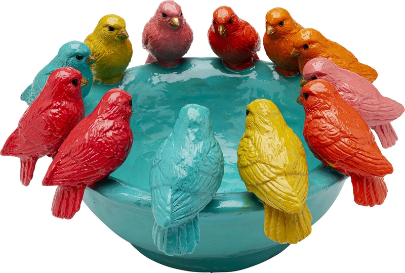 Kare Design Decorative Bowl Birds, Multi-Colour, 14 x 28 x 28 cm, Fruit Bowl, Hand-Painted, Dining Room - Image 1