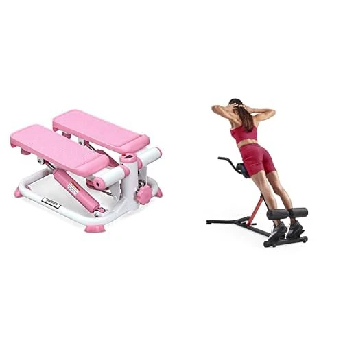 Sunny Health & Fitness Exercise Stepping Machine, Portable Mini Stair Stepper for Home or Office Workouts + Unisex's Station-SF-BH620062 Hyperextension Roman Chair with Dip Station