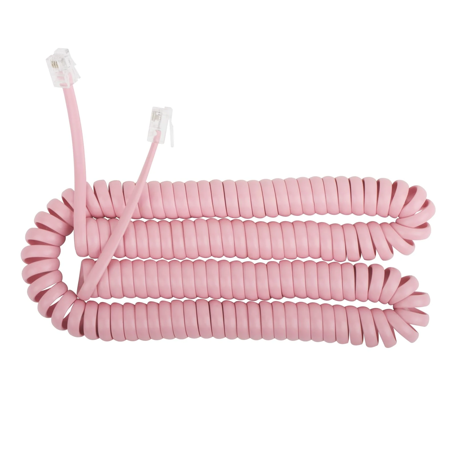 Uvital Telephone Handset Cable 5 Meters, RJ9 Coiled Cord for Home Landline, Coiled Length 60CM to Uncoiled 5M, Pink Telephone Cable RJ9/RJ10 4P4C(1PCS)
