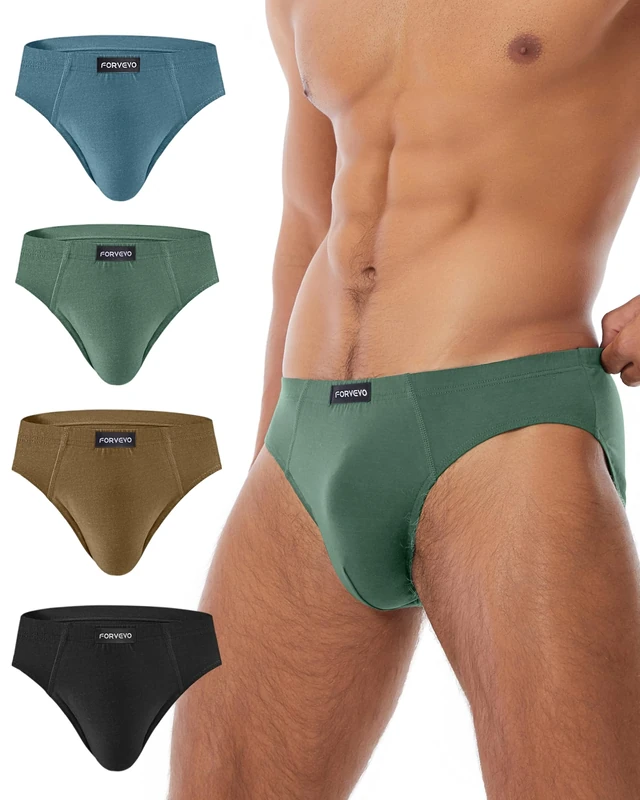 FORVEVO Men's Underwear Briefs Multipack, Cotton Mens Underwear, Breathable Stretch Waistband Soft No Labels Pants with Pockets 4 Pack (Multicolor05, XXL)