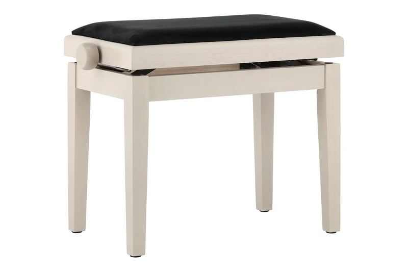 GEWA Piano Bench Deluxe White Birch Matt (smooth height adjustment from 48 to 57 cm, made from solid wood, high breaking load, seat measuring 52 x 30 cm, velour seat cover)