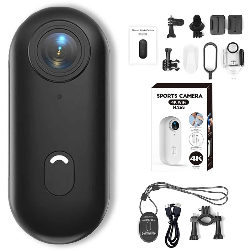 IonicSwift Riding Camera, Rideview Hands-Free Pov Camera, Mini Sports Action Cam with Magnetic Clip and Bracket, 4K/170° Ultra-Wide Angle, for Cycling,Diving,Equestrian (Black 4K)