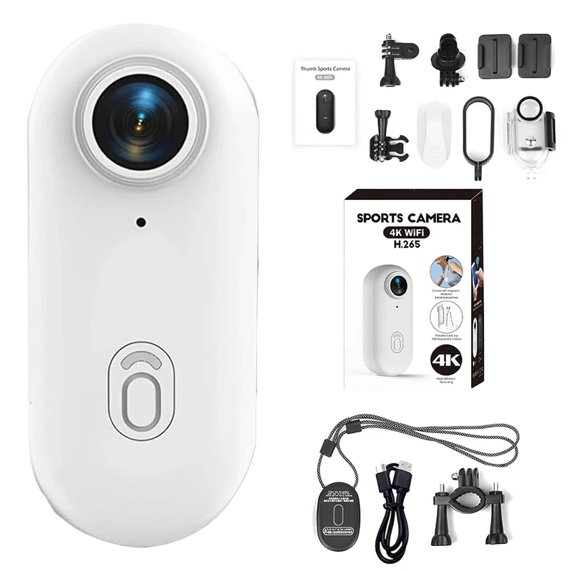 IonicSwift Riding Camera, Rideview Hands-Free Pov Camera, Mini Sports Action Cam with Magnetic Clip and Bracket, 4K/170° Ultra-Wide Angle, for Cycling,Diving,Equestrian (White 4K)