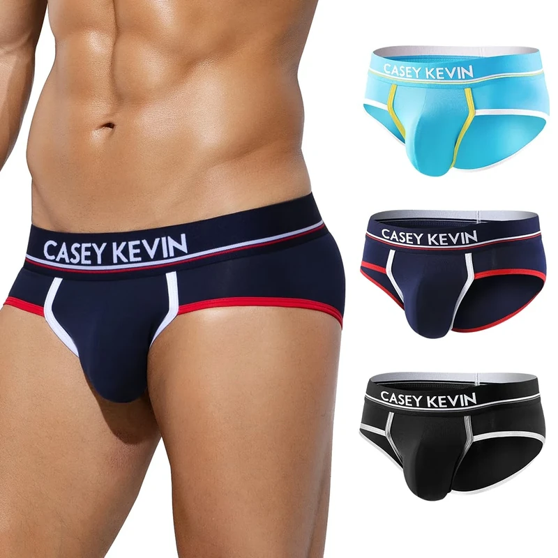 Casey Kevin Men's 2XL Briefs Multipack - 3 Cotton Blend Underpants, Navy
