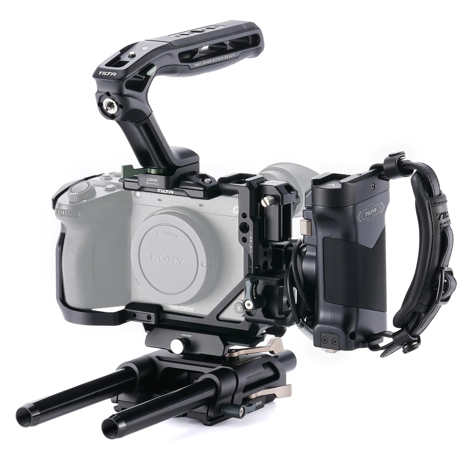 Tilta FX2 Cage, Full Camera Cage Compatible with Sony FX2 Pro Kit with Xeno Top Handle, 15mm LWS Baseplate and Advanced Power Handle - Black TA-T88-C-B