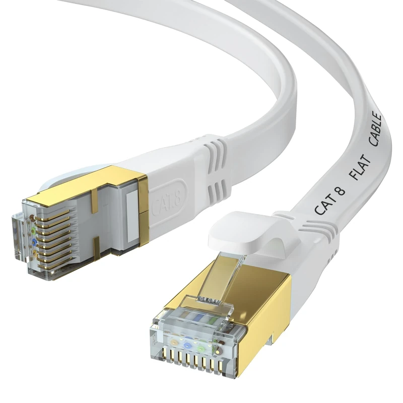 Cat 8 Ethernet Cable 1m 2m,5m,10m,15m,20m,30m,50m, High Speed Network LAN Internet Cable,SFTP Gold Plated RJ45 40Gbps 2000Mhz Patch Cord, for Modem/Gaming,Faster Than Cat7/Cat6/Cat5 White (White, 2M)