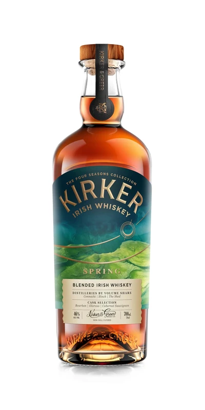 Kirker Four Seasons Spring Whiskey | Irish Whiskey with Notes of Pear, Elderflower, Gooseberry, Honeysuckle, Cherry Blossom and Acacia Honey | Blended in Ulster, Ireland | 46% ABV | 700ML