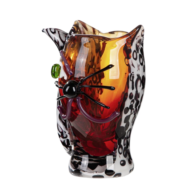 Glass Art Face Vase Cat Design Height 27 cm x Width 23 cm Brown Decorative Glass Vase for Home