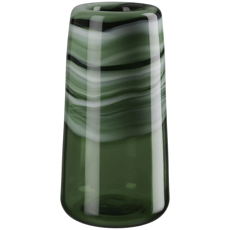 Glass Art Verde Vase Glossy Green Height 34 cm x Diameter 18 cm Hand-Blown Glass Vase - Image 1
