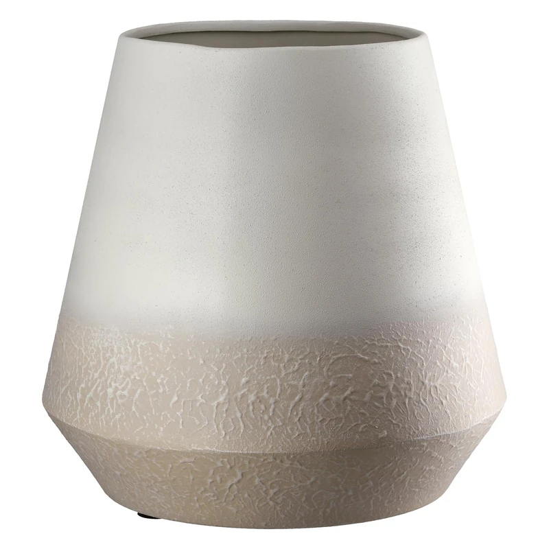 GILDE Echo Vase, Metal, Beige, Matt, Textured, Height 24 cm x Diameter 24 cm, Waterproof Decorative Vase - Image 1