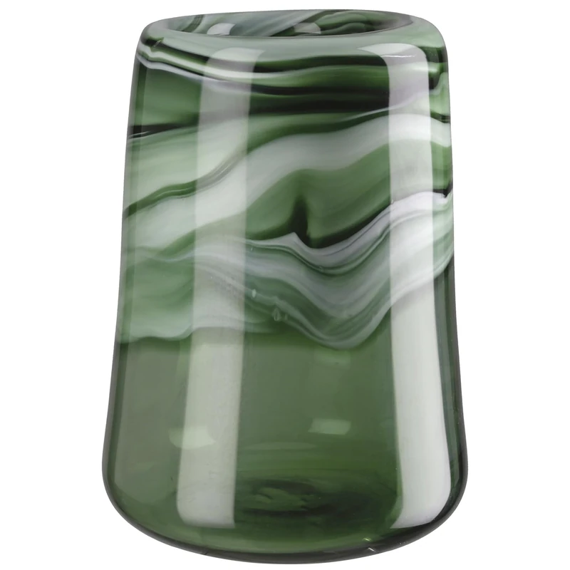 Glass Art Verde Vase Glossy Green Height 27 cm x Diameter 20 cm Hand-Blown Glass Vase - Image 1