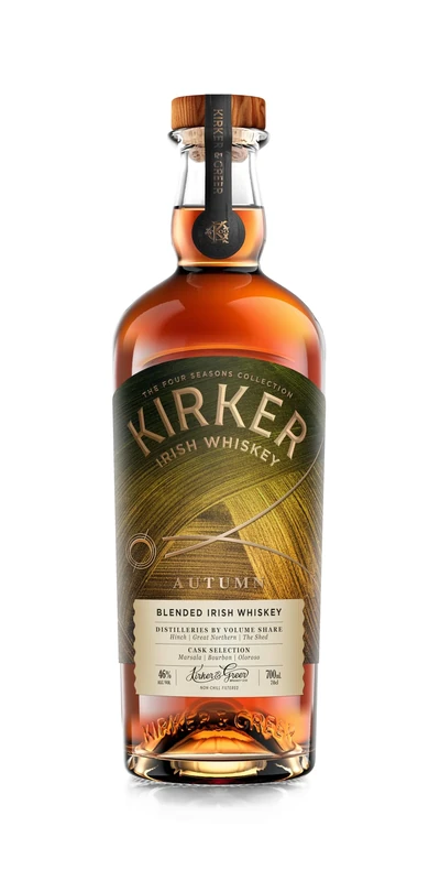 Kirker & Greer | Four Seasons Autumn Whiskey | Irish Whiskey with Notes of Stewed Apples, Buttery Pastry, Cinnamon Spice and Rich Toffee | Blended in Ulster, Ireland | 46% ABV | 700ML