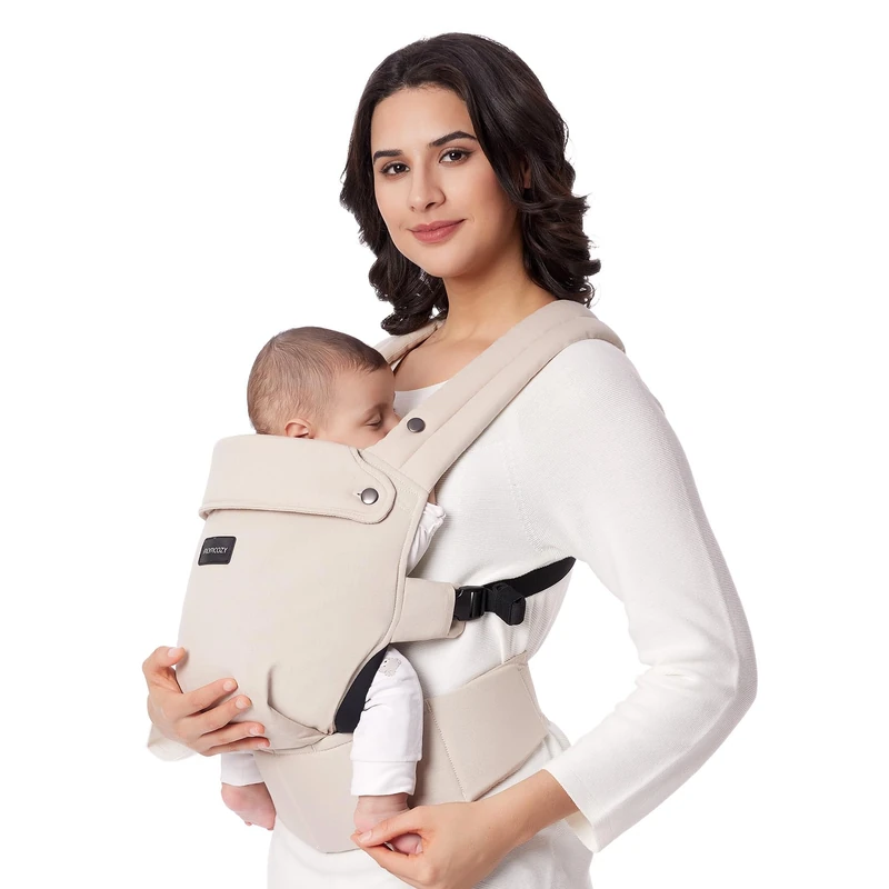 Momcozy PureHug Baby Carrier, Pure Cotton Carrier for 3-24 Months, Effortless to Put On, Ideal for Hands-Free Parenting, Enhanced Lumbar Support, Khaki