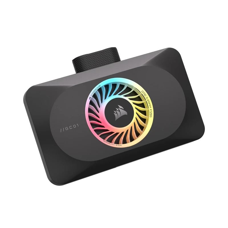 CORSAIR XG3 RGB HYBRID GPU Water Block – Hybrid Custom Cooling – Compatible with 5080, 5070 Ti, & 5070 GPUs – 18 Addressable RGB LEDs – iCUE LINK Connectivity – Built-in Temperature Sensor – Black