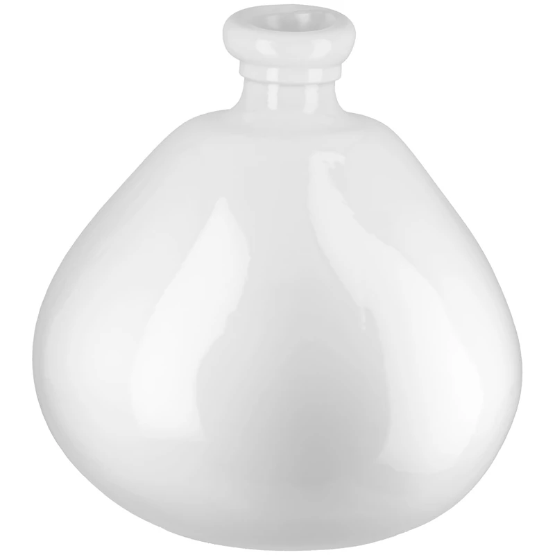 GILDE Sylt Glass Vase – White – Height 32 cm x Diameter 31.5 cm – Round Decorative Vase – Made in Europe