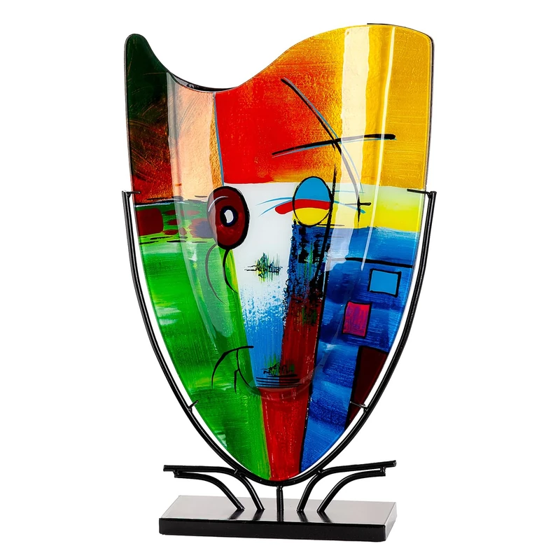 Glas Art Floor Vase Milano - Glass - Multicoloured Glossy - Height 57 cm x Width 35 cm - Hand-Painted and Not Waterproof