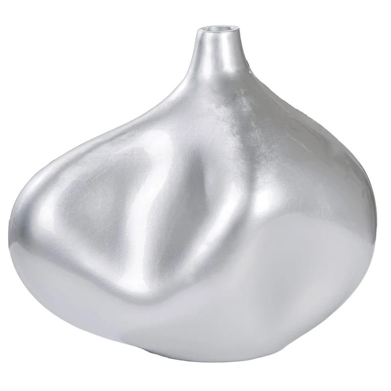 GILDE Jolie Vase Resin Silver Metallic Look Organic Shape Height 34 cm x Width 37 cm