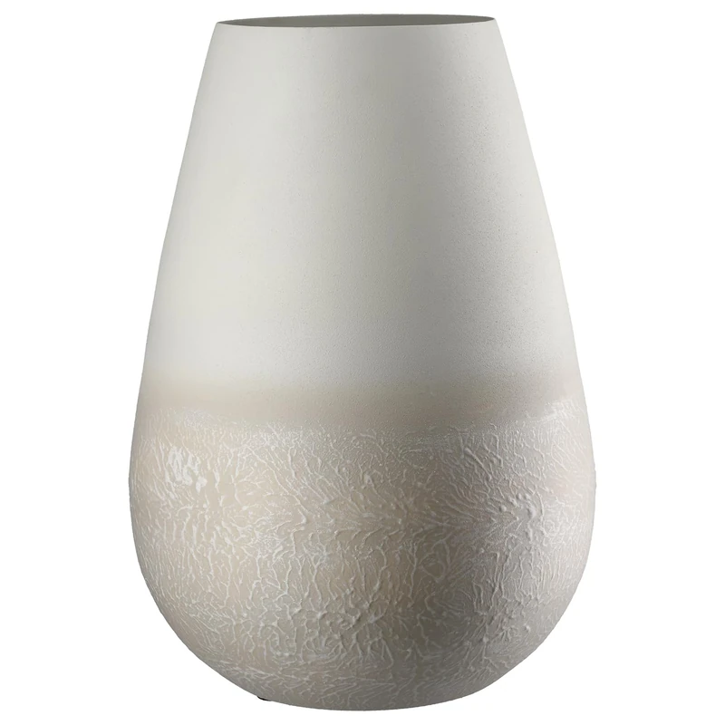 GILDE Echo Vase Metal Beige Matt Textured Height 33 cm x Diameter 33 cm Waterproof Decorative Vase