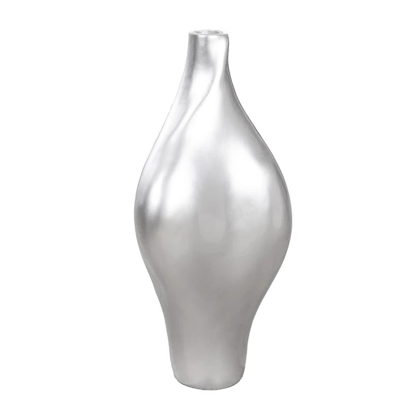 GILDE Jolie Floor Vase Resin Silver Metallic Look Organic Shape Height 71 cm x Width 38 cm