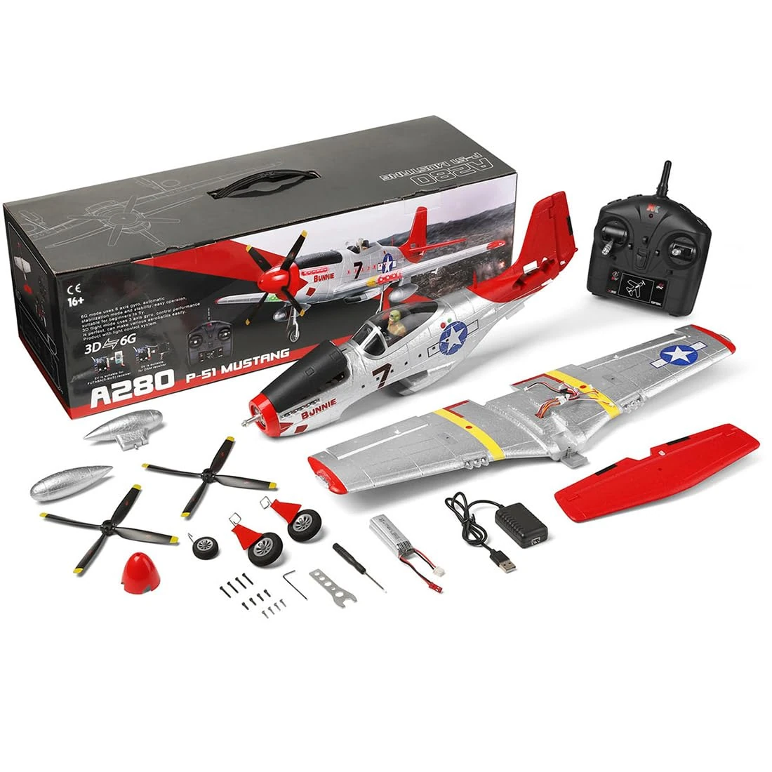 MetaHrystynx A280 RC Plane, 2.4G 4CH Brushless Remote Control Airplane, 3D/6G EPP Fixed Wing Plane, RTF Ready to Fly Gliding Aircraft Model with LED Light, Aircraft for Beginners (RTF Version/Sliver)