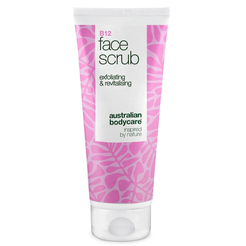 Face Scrub for dry, dull and uneven skin – exfoliates, smooths and restores glow with B12 vitamin, glycolic acid and natural apricot seed powder