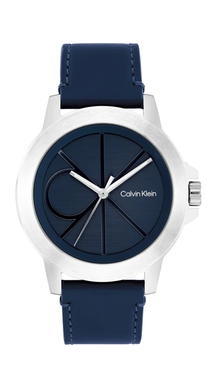 Calvin Klein Men's CK Reset Analog Blue Leather Strap Watch - 25200526
