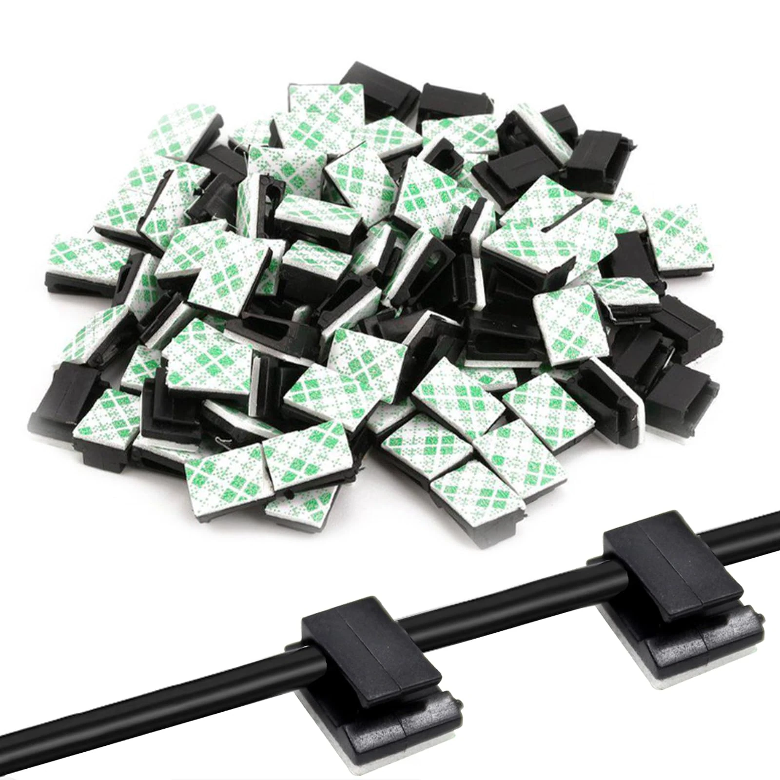 50 Pack Self Adhesive Cable Clips Self Adhesive, Electrical Car Wire Clips, Dash Cam Cable Clips for Car, Office and Home (13 x 10 mm, Black)