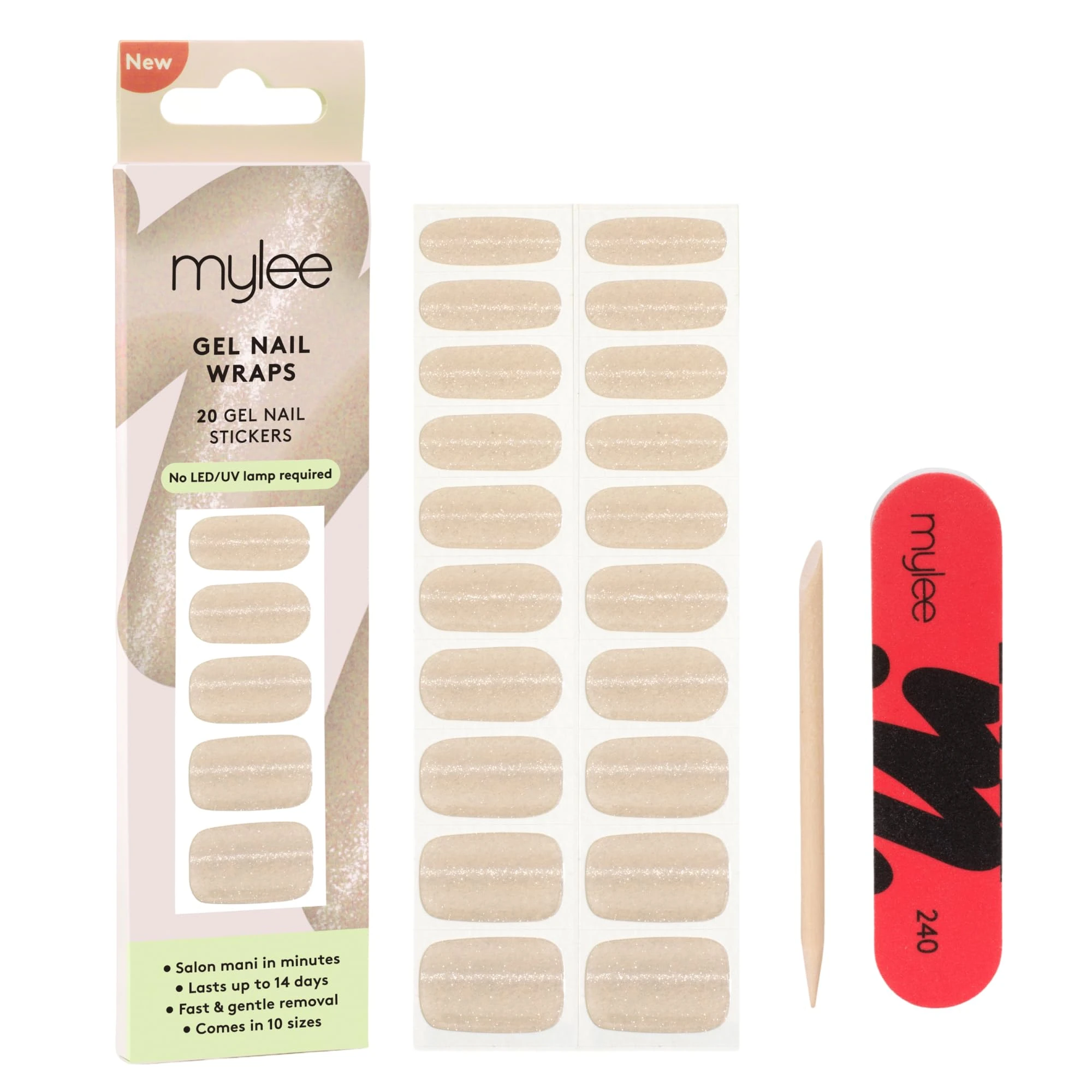 Mylee Gel Nail Wraps [Saved by The Bell] – in Session Collection – 10 Pre-Cured Gel Stickers, No Lamp Needed, Chip-Resistant, Glossy Finish, Long Lasting, Easy to Apply [Autumn/Winter 2025]