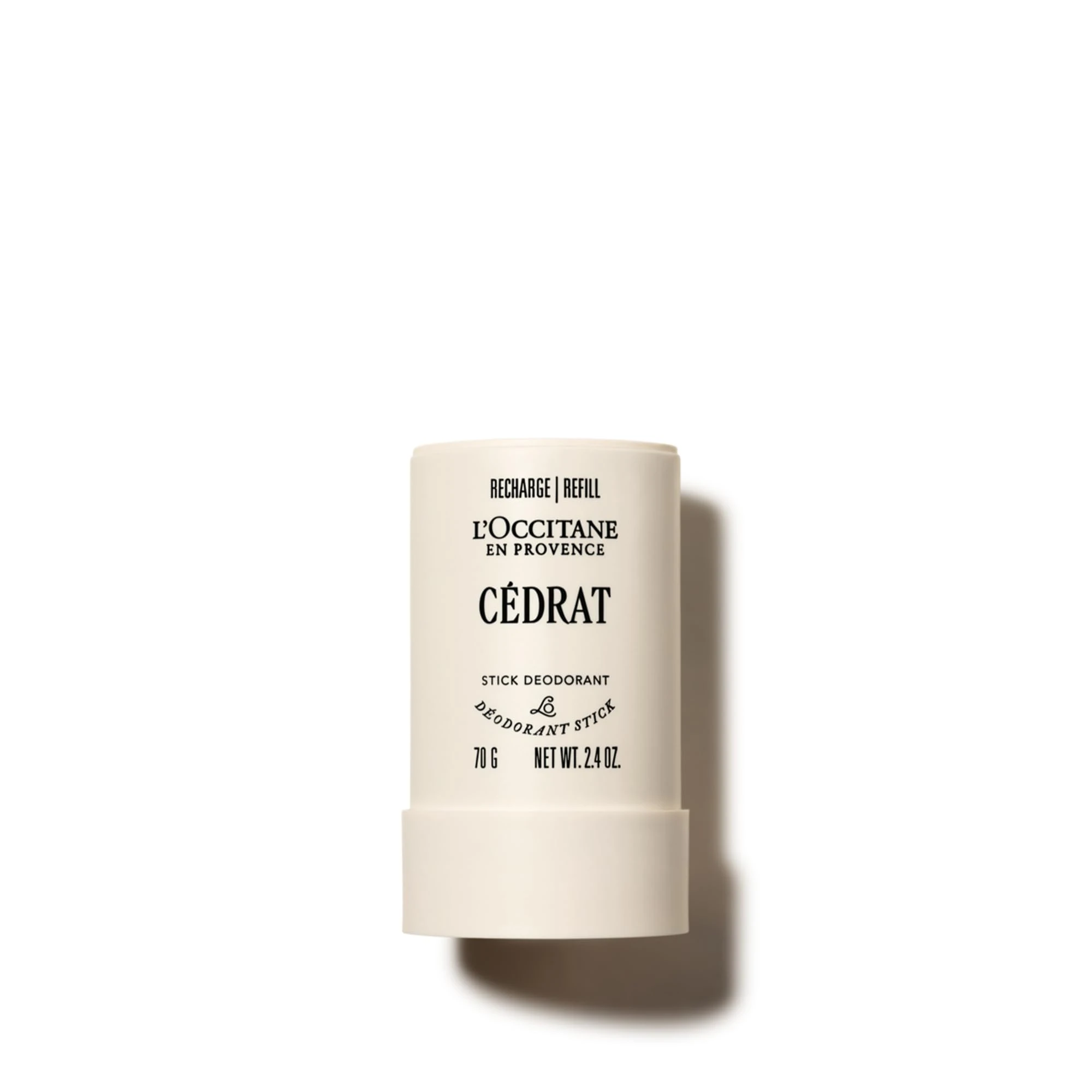 L'OCCITANE Cédrat Stick Deodorant Refill 70g, Long-Lasting Citrus Freshness, Refillable, Aluminum-Free and Alcohol-Free Formula, Premium & Clean Beauty Odour Protection For All Skin Types