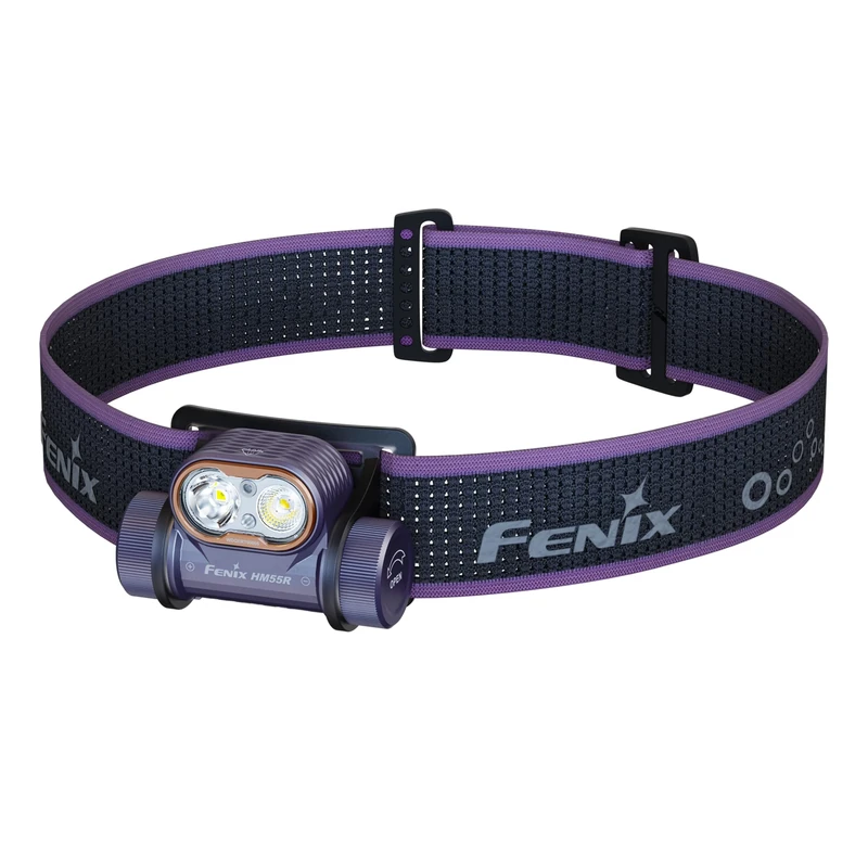 Fenix HM55R Dark Purple Rechargeable Compact Outdoor Headlamp | 1200 Lumen | 175m | 141+ Hrs Max | White Spot and Flood Beams | 5lm Red Beam | Single Button Operation | IP68