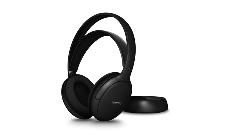 Philips SHC5000 Wireless TV Headphones with 30H Playtime, 30m Range, Digital 2.4G Connection, Over-Ear Comfort Fit, Replaceable Battery, Clear Dialogue Sound – Black