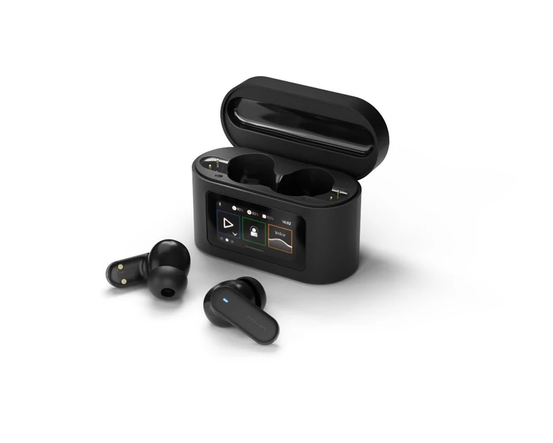 Philips TAT6100BK True Wireless Earbuds with Smart Charging Case, Noise Canceling, 4 Mics, Dynamic Bass, 28H Playtime, Bluetooth 5.4, IPX5, Touch Controls, Voice Assistant - Black