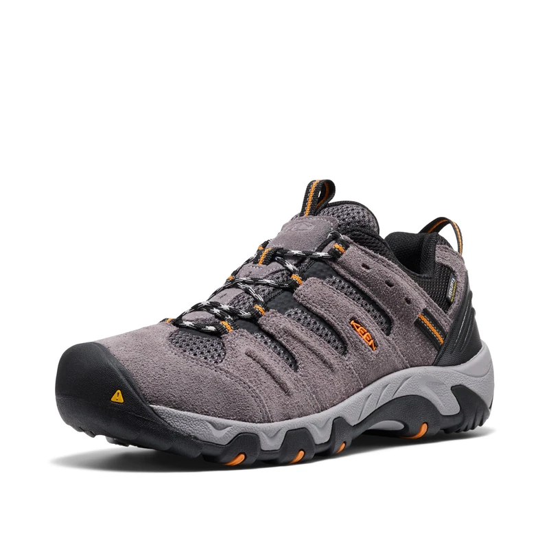 KEEN Men's Headout Waterproof Hiking Shoes, Steel Grey/Orange Pepper, 11