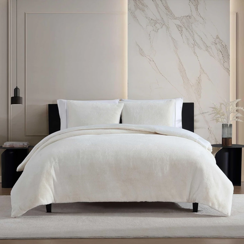 Vera Wang Naturally Soft Cotton Matching Pillowcases, Crisp & Smooth w/a Lightweight Feel, 3 Piece Bed Set, Signature Beige, King - Image 1