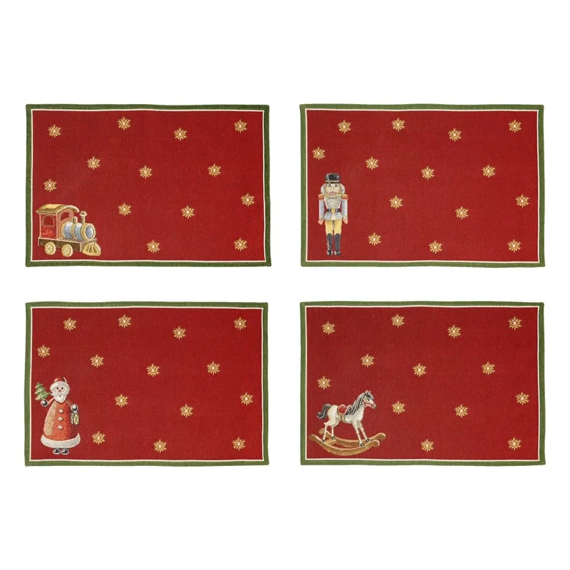Villeroy & Boch - Toy's Delight anniversary tapestry placemat set 4 pieces multicoloured, Christmas, placemats for 4 people, table decoration, Christmas pattern, cotton, polyester