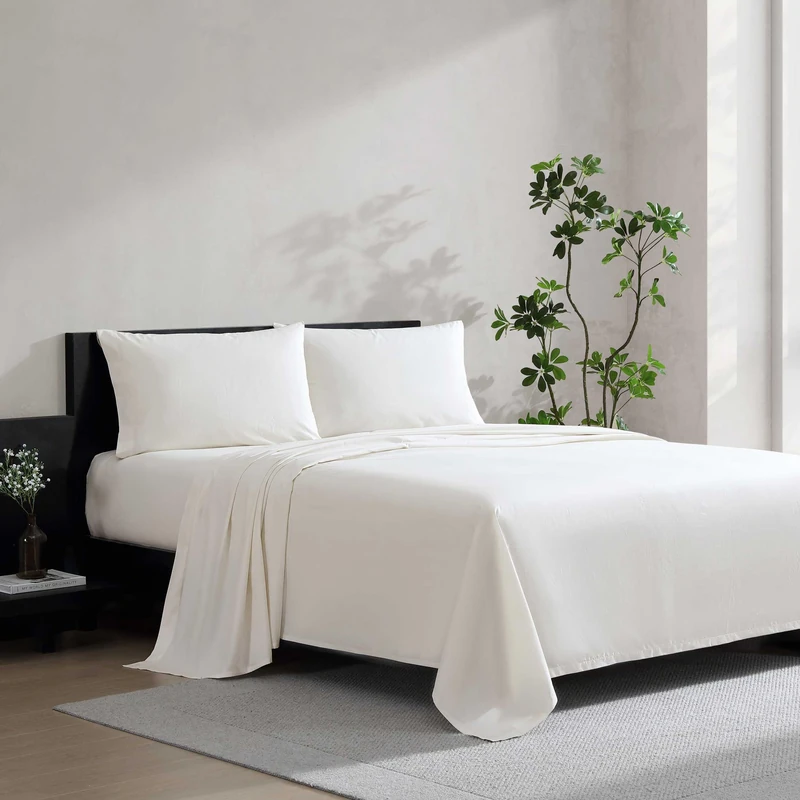 Vera Wang - King Size Sheets Set, Moisture-Wicking & Smooth Cooling Cotton, Lightweight for Year Round Comfort- Bed Sheets with Matching Pillowcases & Fitted Sheet (Cool Comfort Biege)