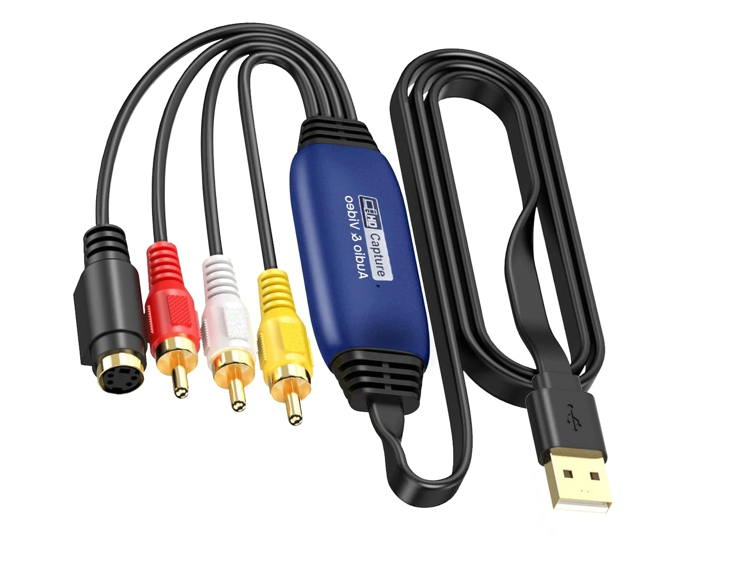 avedio links VHS to Digital Converter, USB2.0 Video Cpture Card, RCA AV to USB Audio Video Converter, 1080P Video Capture Device Convert VHS VCR DVD to Digital Adapter (Blue)